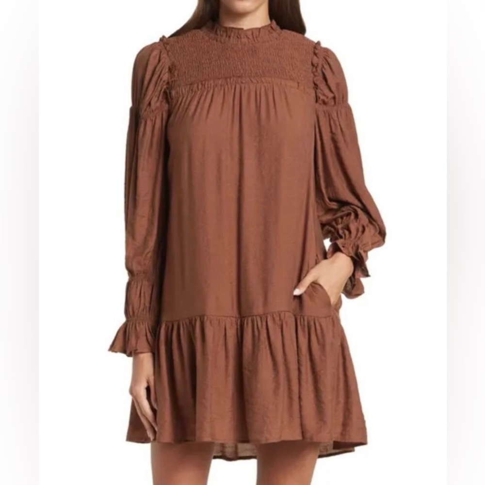 Moon River Smocked Mini Shift Dress